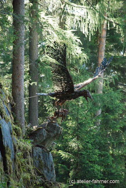 eagle robs a child atelier fahrner steel sculpture guenther fahrner